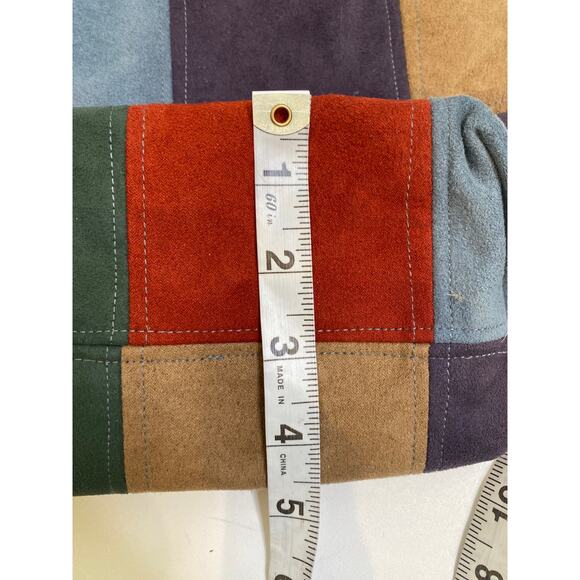 Multicolored Patchwork Sueded Shoulder Bag Purse Handmade by Louise White OS VTG - Picture 12 of 13